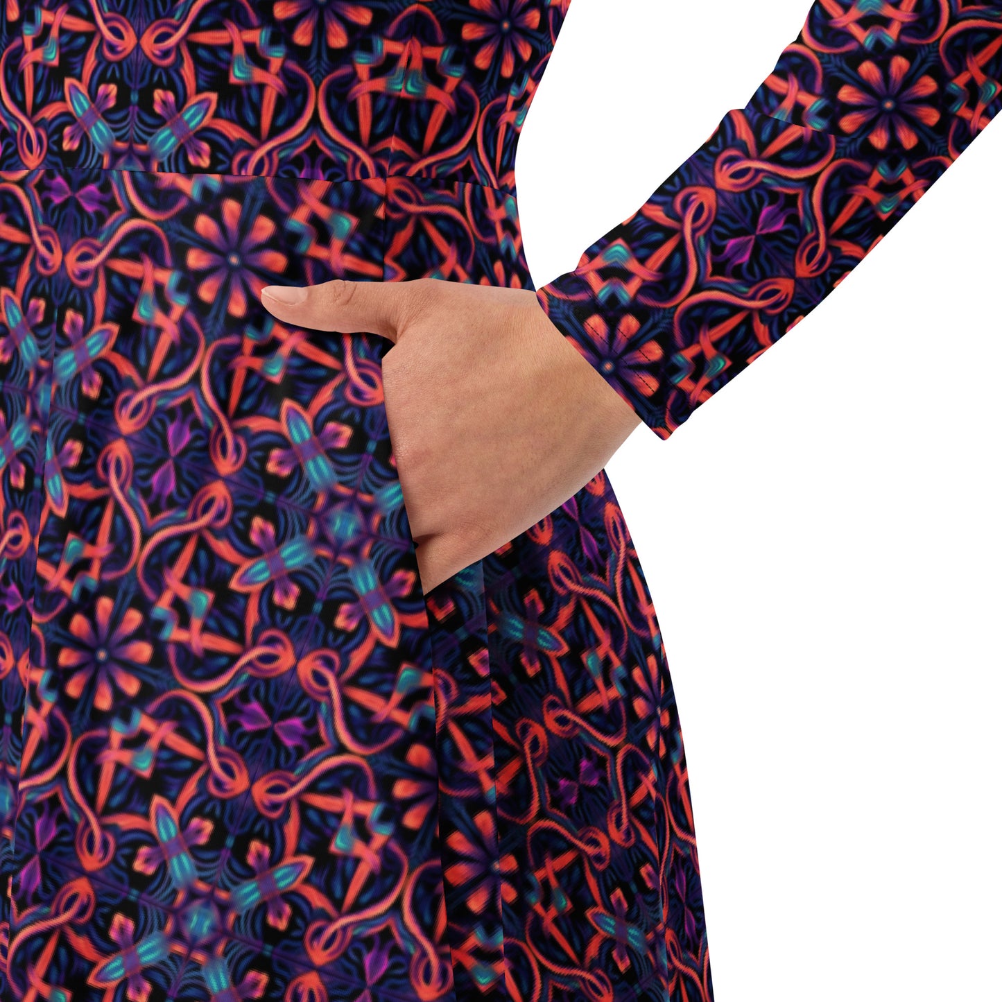 All-over print long sleeve midi dress Official primitive store 